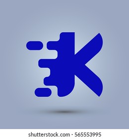 Letter K icon and logo template.  New Flat design and elegant typographic concept. spread the font. Blue