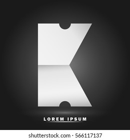 Letter K icon and logo template. Flat and elegant typographic. white paper concept