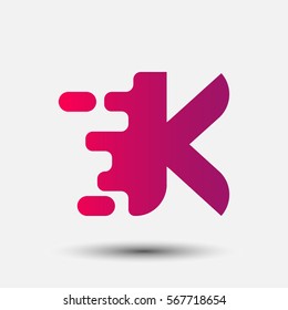Letter K icon and logo template.  New Flat design and elegant typographic. spread the font. Gradient red and purple