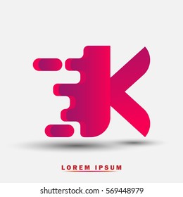 Letter K icon and logo template. Elegant typographic design. Spread the font. red and purple