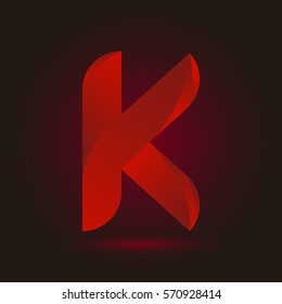 Letter K icon and logo template.  New design and elegant typographic concept. twisted, red color