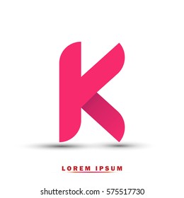 Letter K icon and logo template.  New design, elegant, and simple typographic . pink color. 3D