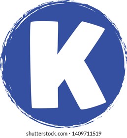 The letter K icon on circle background. Vector illustration. 