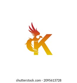 Letter K icon with phoenix logo design template illustration