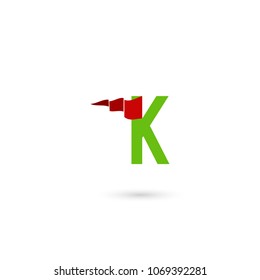 Letter K icon with a simple flag. Can be adapt to Corporate identity, logo, icon, symbol and brand identity.