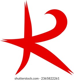 Letter K Icon Symbol, Vector drawing in red on a clear background