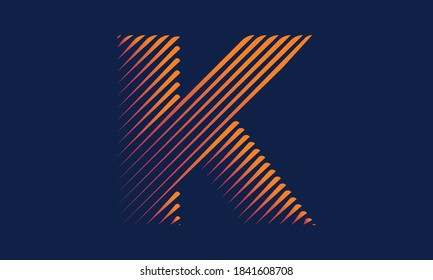 Letter K illustration, line art vector, logo K