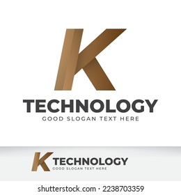 Letter K illustration template, simple professional letter logo design with gradient color style