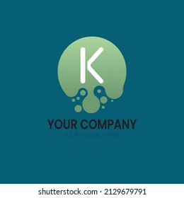 Letter K of illustration vector graphic with green circle particles logo icon design template element. Fit for company, health product, etc.