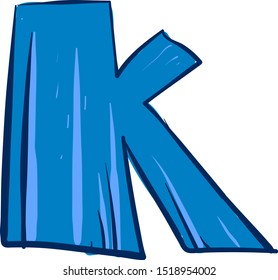 Letter K, illustration, vector on white background.