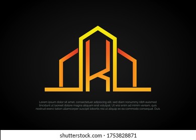 Letter K incorporated in to building icon for Initial Letter Logo For Your Real Estate Company, Business, Association. Alphabet Logo Template Ready For Use, Modern Initial Logo