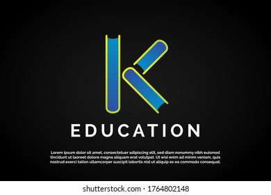 Letter K incorporated With three books for Initial Letter Logo For Your Company Name, Alphabet Logo Template Ready For Use, Modern Initial Logo