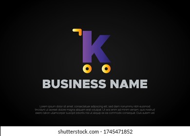 Letter K incorporated in to the Trolley, Initial Letter Logo For Your Company Name, Alphabet Logo Template Ready For Use, Modern Initial Logo