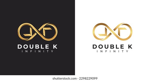 Letter K Infinity Logo design and Gold Elegant Luxury symbol for Business Company Branding and Corporate Identity