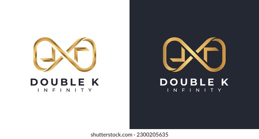 Letra K Diseño de logotipo infinito y símbolo Gold Elegant para marca de empresa e identidad corporativa