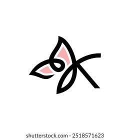 Letter K Initial Butterfly Logo Design Vector Icon Graphic Symbol Illustration