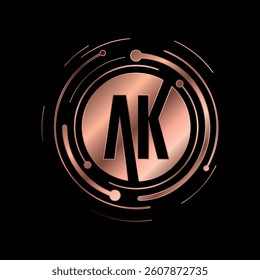 Letter A K Initial Cooper Color Cyber Multimedia Logo