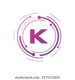 Letter K Initial Cyber Multimedia Logo