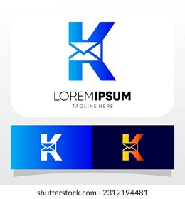 Letter K Initial Email Message Logo Design Vector Icon Graphic Emblem Illustration 