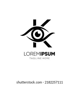 Letter K Initial Eye Logo Design Vector Icon Graphic Emblem Illustration