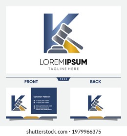 Letter K Initial Hammer Justice Legal Firm Law and Attorney Logo Design Vector Graphic Icon Emblem Illustration 