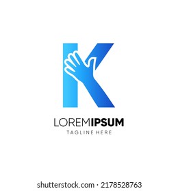 Letter K Initial Hand Logo Design Vector Icon Graphic Emblem Illustration 