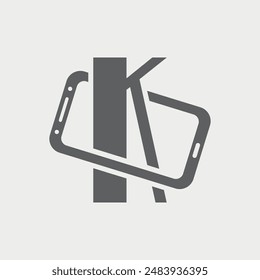 Letter K Initial Phone Logo Design. This logo is very suitable for a mobile phone repair service, app designer, shop for telephony, electronics webshop, accessories store, refurbished seller.