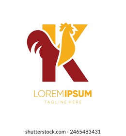 Buchstabe K Initial Rooster Chicken Logo Design Vektorgrafik Symbol Grafik Emblem Symbol Illustration