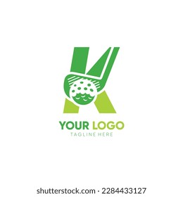 Letter K Initial Stick Golf Logo Design Vector Icon Graphic Emblem Illustration