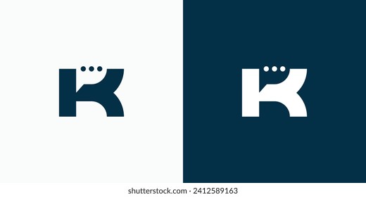 Letter K initial vector logo design with hidden chat bubble