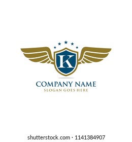 Letter K initial wing logo design