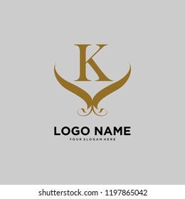 Letter K initials logo. Luxury symbol icon vector design.