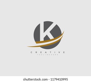 Letter K Inside Circle Creative Modern Monogram Elegant Swoosh Logo
