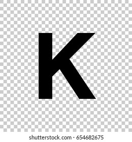 Letter K isolated on transparent background. Black symbol for your design. Vector illustration, easy to edit.