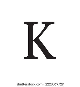 Letter K isolated on white background. Alphabet Letter K. .Font symbol of letter K. Printable Solid Black Letter K Silhouette. Vector illustration.