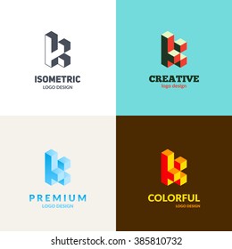 Letter "K" isometric logo set.