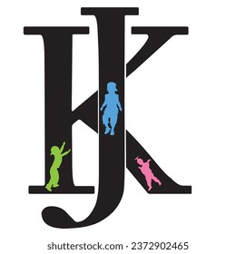 Letra K y letra J diseños de logotipo mínimos