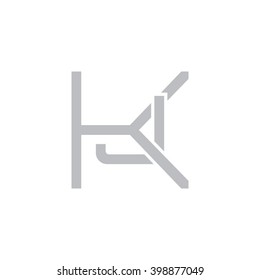 letter K and J monogram logo gray