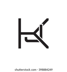 letter K and J monogram logo black