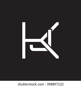 letter K and J monogram logo white black background