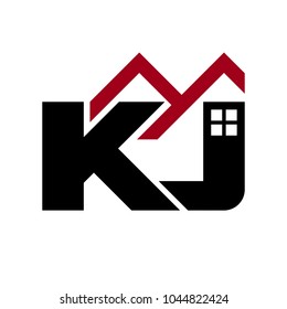 letter k and J vector logo. Roof and home icon.