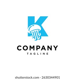 Letter K Jellyfish Logo Icon Vector