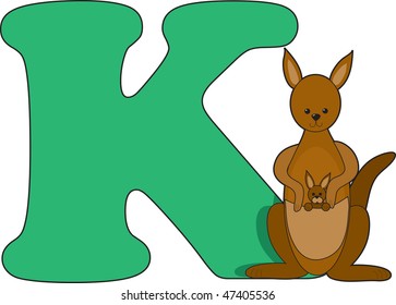 Letter K with a Kangaroo