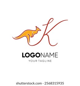 Letter K Kangaroo Logo Design Vector Icon Graphic Emblem Illustration