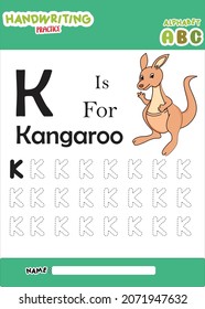 letter K for kangaroo tracing alphabet