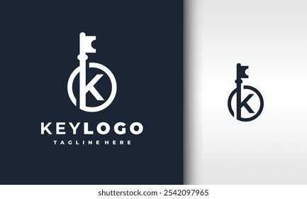 letter K key circle logo