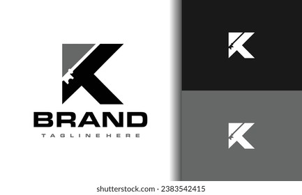 letter K key lock logo