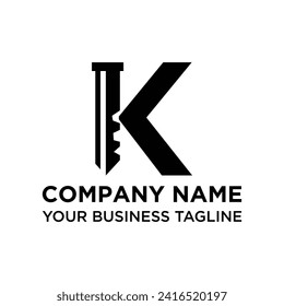 Letter K Key logo design