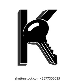 letter k key logo design, suitable for brand names