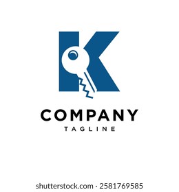 Letter K Key Logo Icon Vector